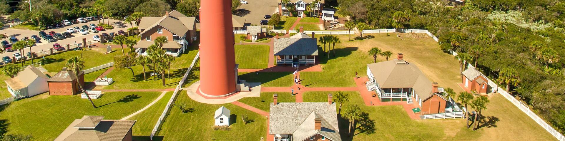 Daytona, Florida - Panoramic aerial view of the beautiful Ponce de Leon Lighthouse