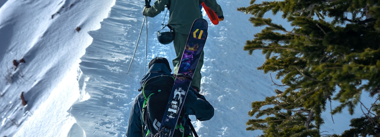 Skiers Hiking Highland Bowl - Aspen Highlands, Aspen, Colorado
