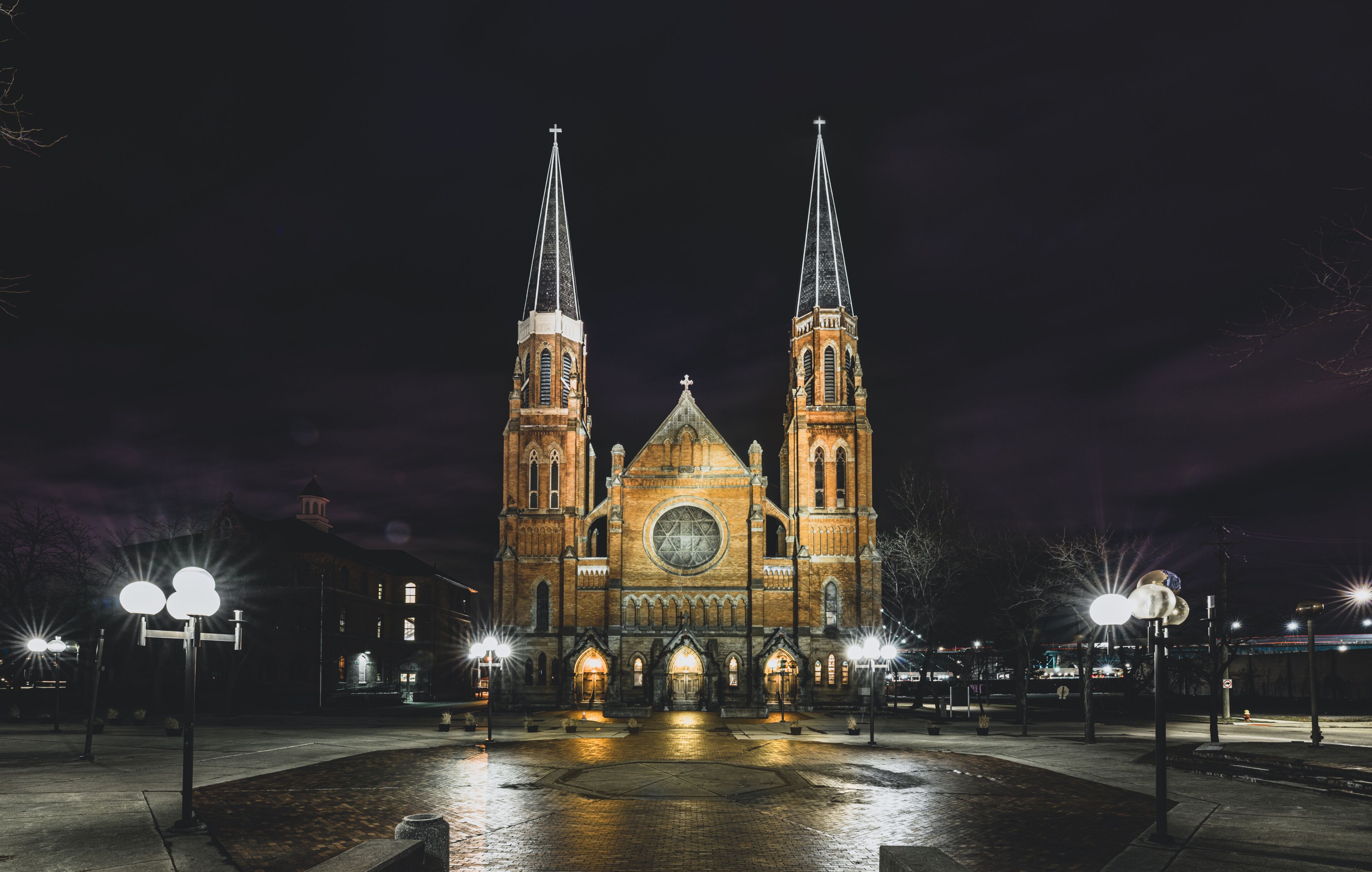 Detroit, Michigan - USA - December 12-2020: Basilica of Sainte Anne de Detroit 