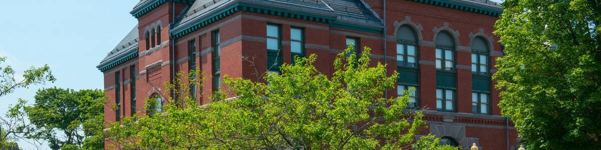 Stoughton town hall at Washington Street at the town center of Stoughton, Massachusetts, USA.