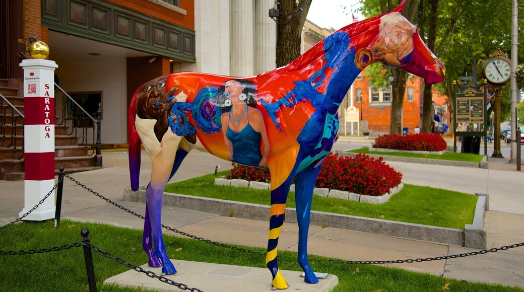Saratoga Springs showing a city, a statue or sculpture and outdoor art