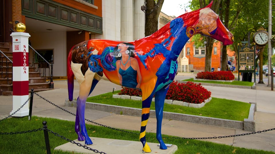 Saratoga Springs featuring outdoor art, a statue or sculpture and a city