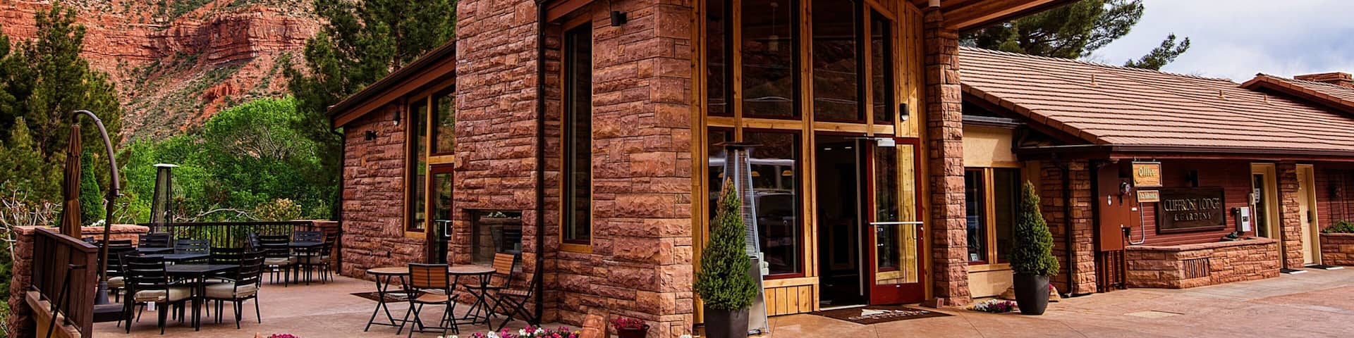 Springdale which includes modern architecture and a gorge or canyon