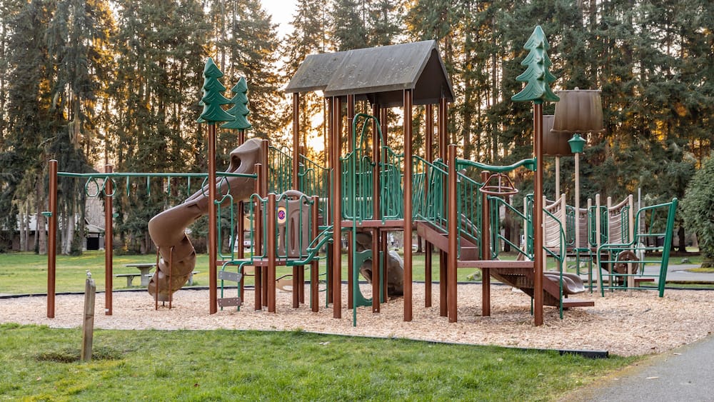 Poulsbo, WA - USA - 02-23-2022: Playground Structure at Kitsap State Park