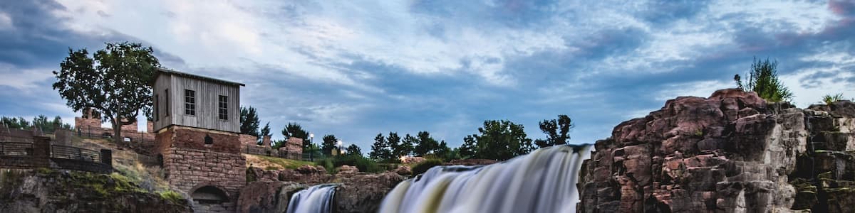 View of the beautiful Falls Park at Sioux Falls, South Dakota