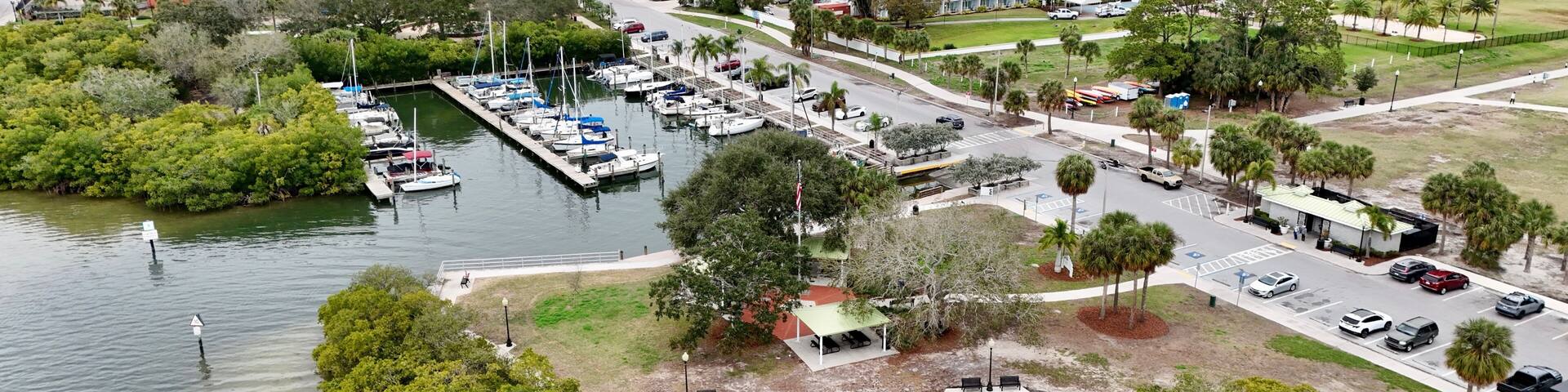 Drone photos of downtown Safety Harbor, Florida