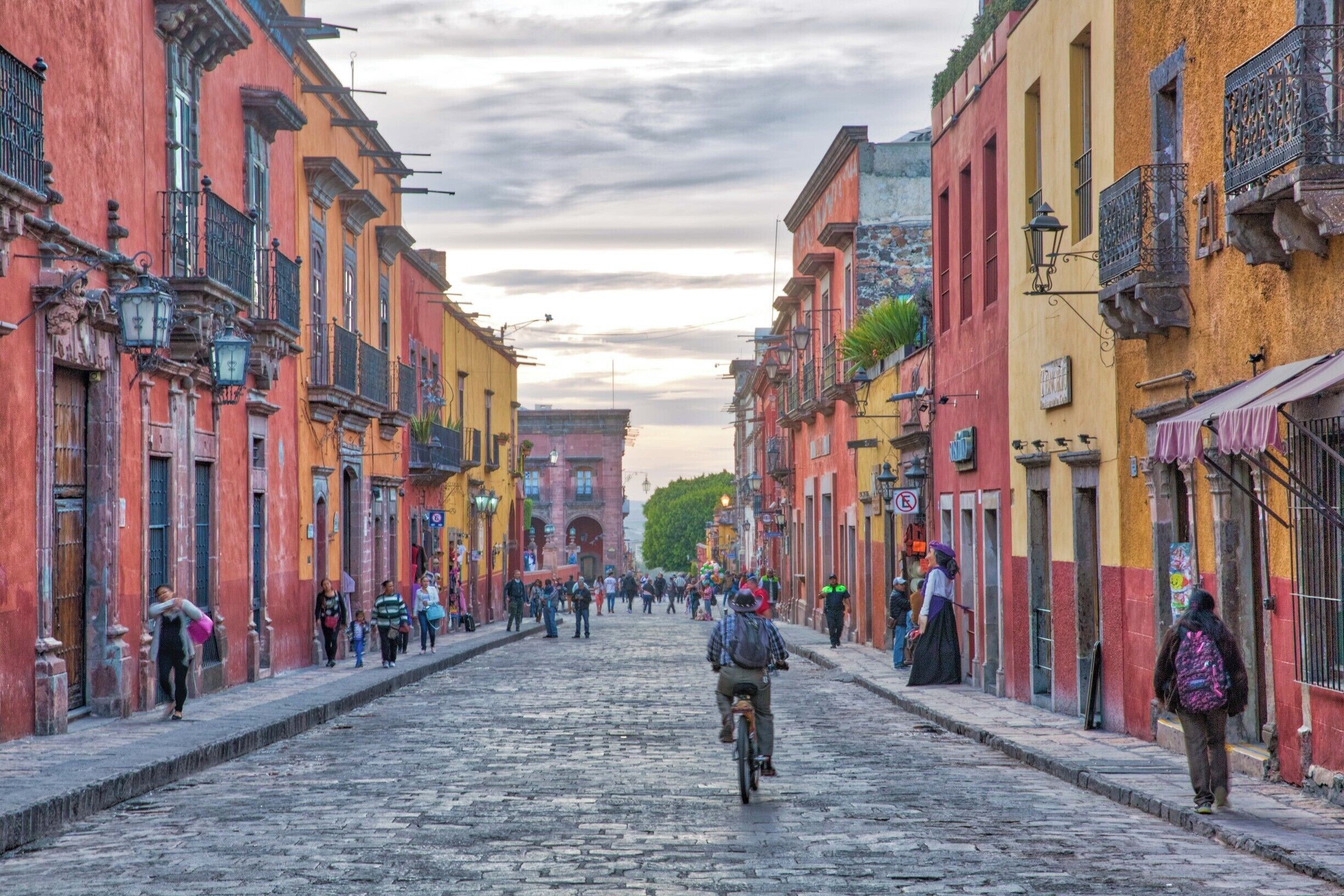 Calle de San Francisco in San Miquel in the late afternoon.  I love the culture here. Everyone is out in the streets enjoying the mild weather most of the year. And the colors of the architecture are so beautiful. 