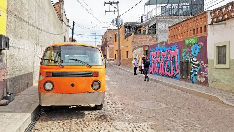 The Guadalupe neighborhood of San Miguel is an amazing place to view some street art. You can read more about the project at murosenblanco.com