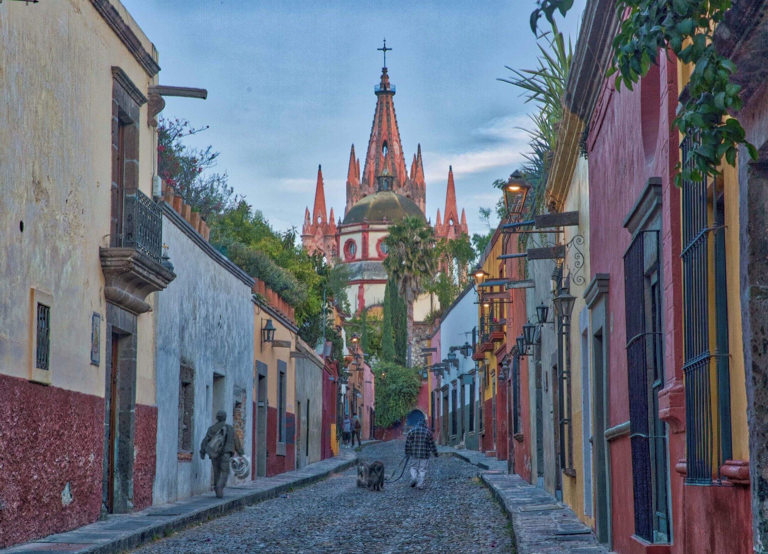 The Parroquia Cathedral in central San Miquel as seen from Calle Almada. This was a street we walked down every day from our wonderful hotel, the Hacienda El Santuario.  What a pleasure to walk through such gorgeous, colorful streets on our way to El Centro.  
