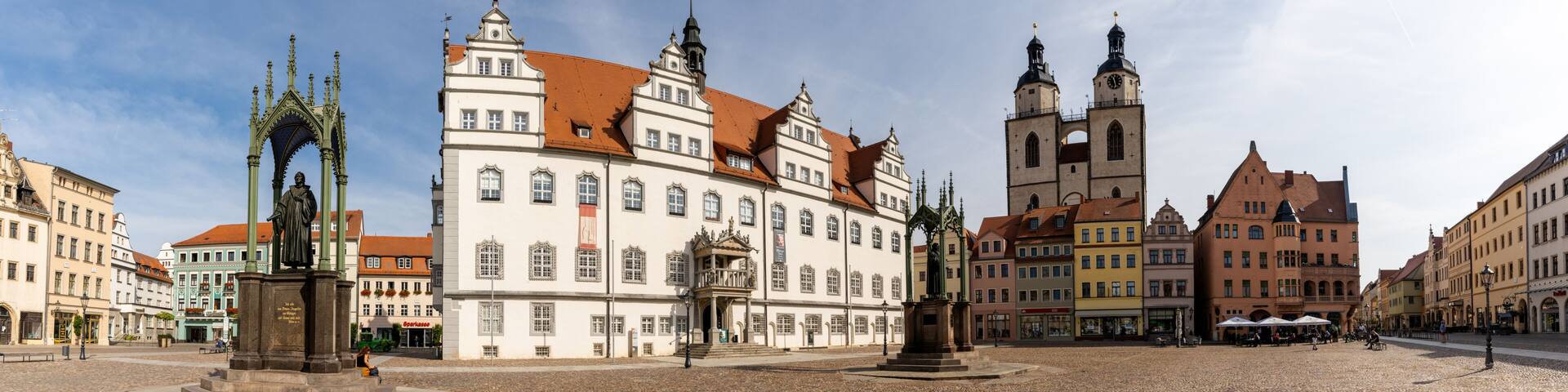 panorama of the historic market square in Lutherstadt Wittenberg
