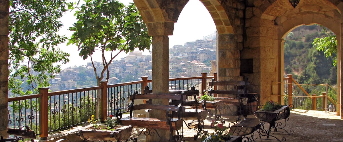 Terrace with beautiful mountain view. Lebanon; Shutterstock ID 422017765