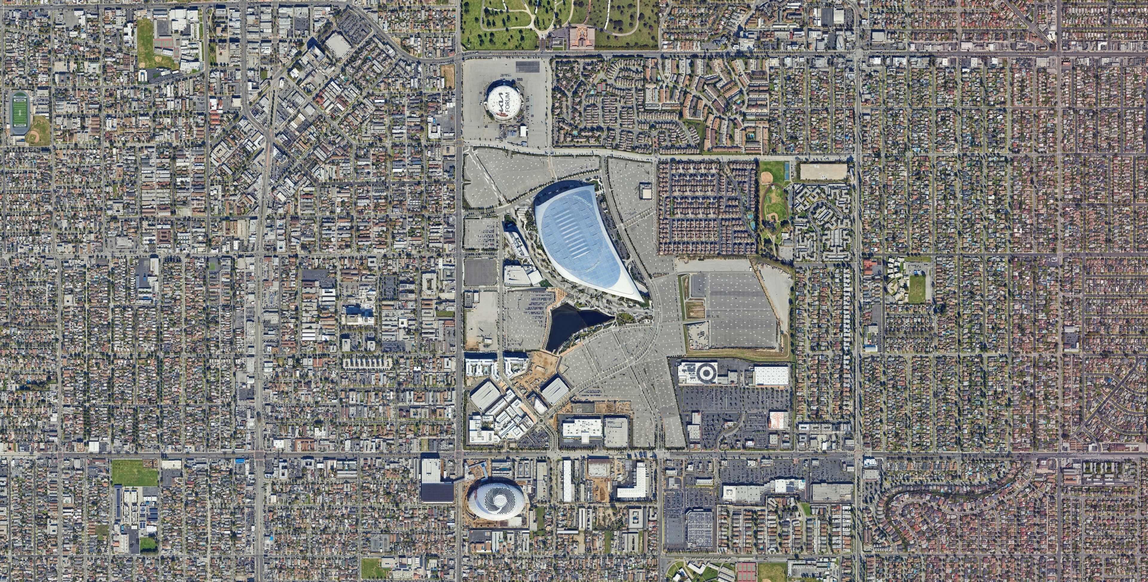 Aerial Satellite View SoFi Stadium Inglewood Los Angeles FIFA 2026