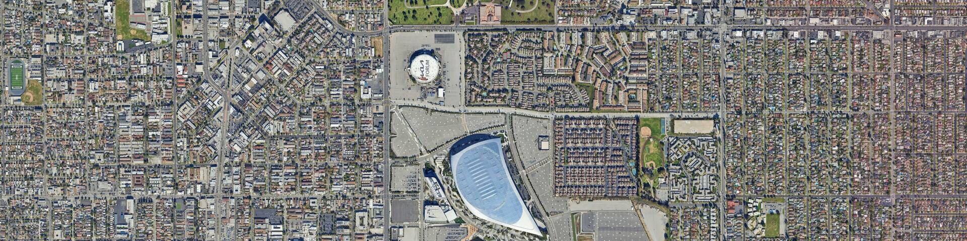 Aerial Satellite View SoFi Stadium Inglewood Los Angeles FIFA 2026