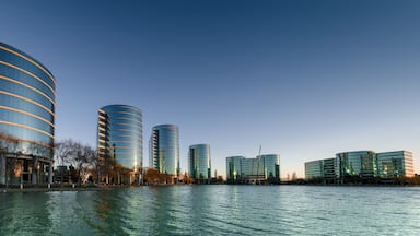 Sunrise over Oracle Corporation Buildings in Silicon Valley.