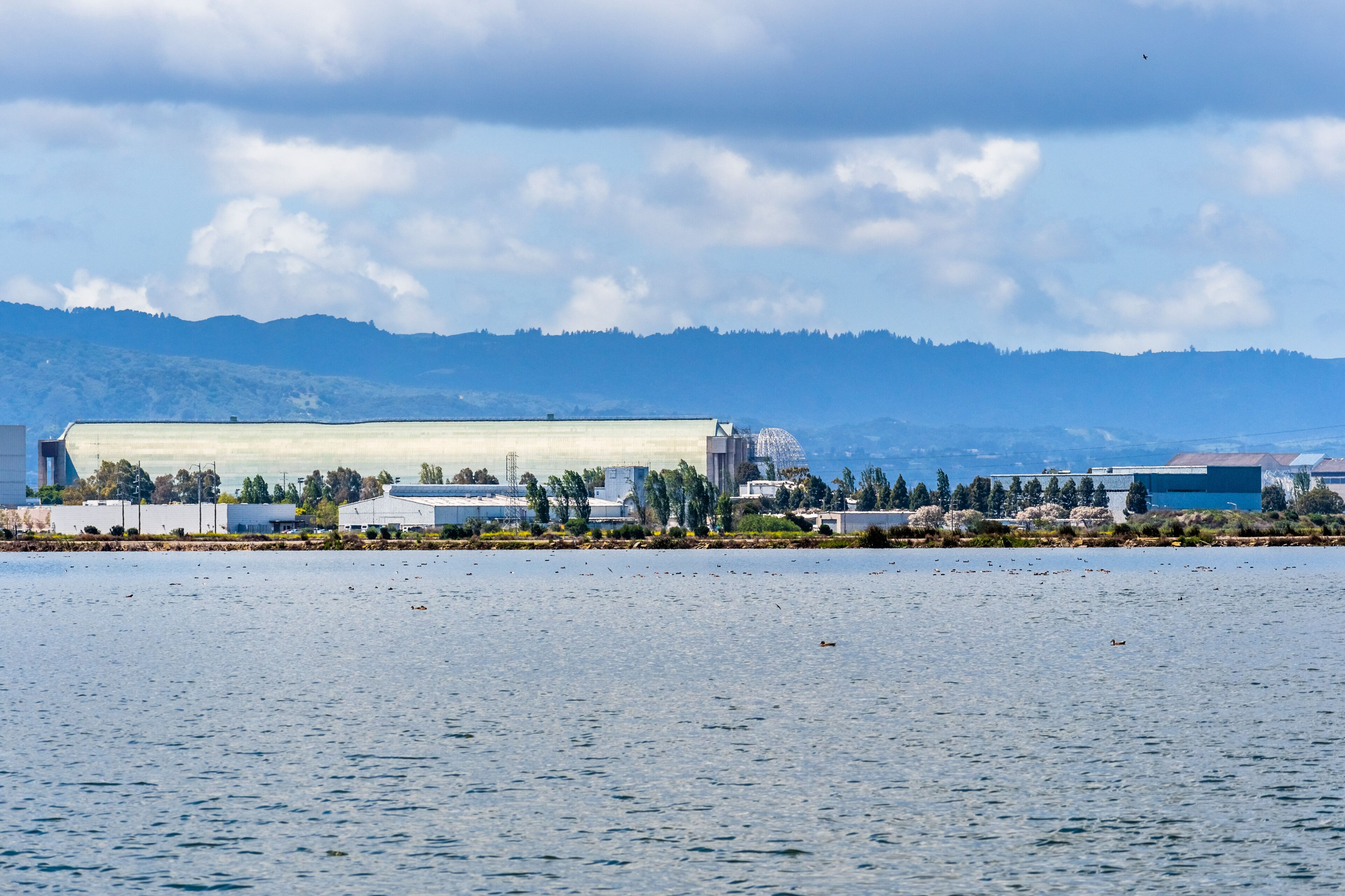 Moffett Field Hangars on the shores of south San Francisco bay area, Sunnyvale, California