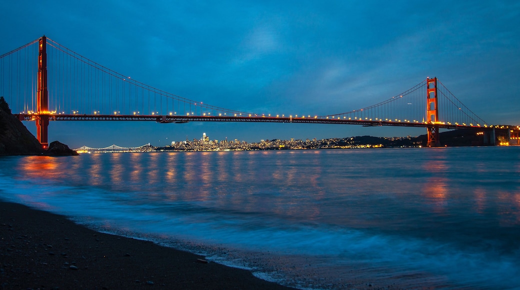 Golden Gate Bridge San Francisco California Night wide panorama