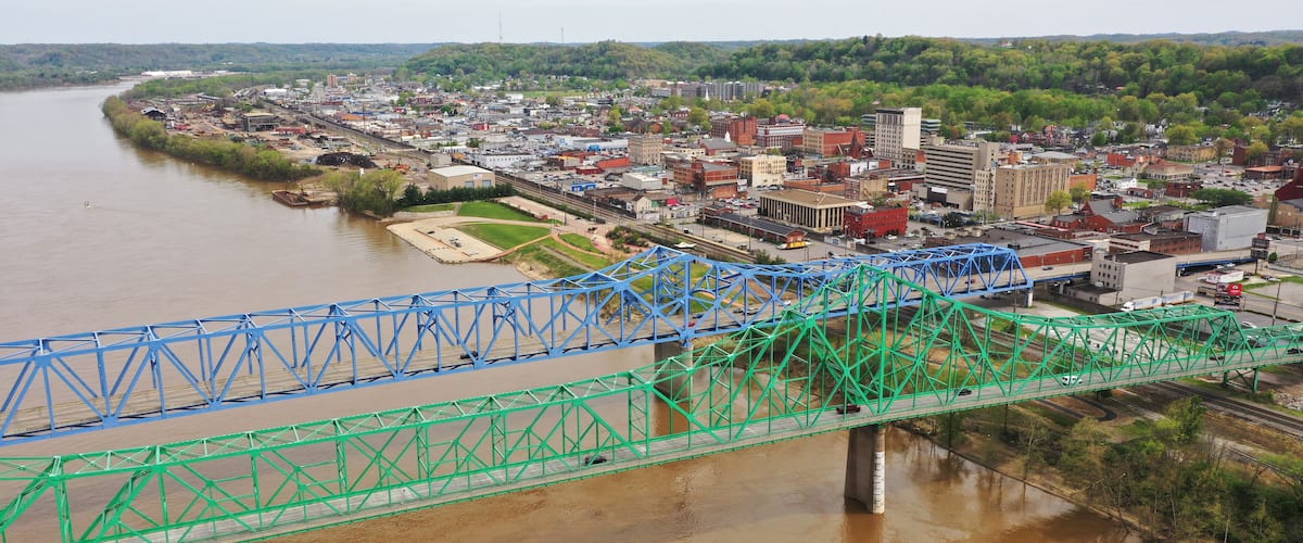 Dual Bridges Carry Highway 60 Traffic both Directions over the Ohio River