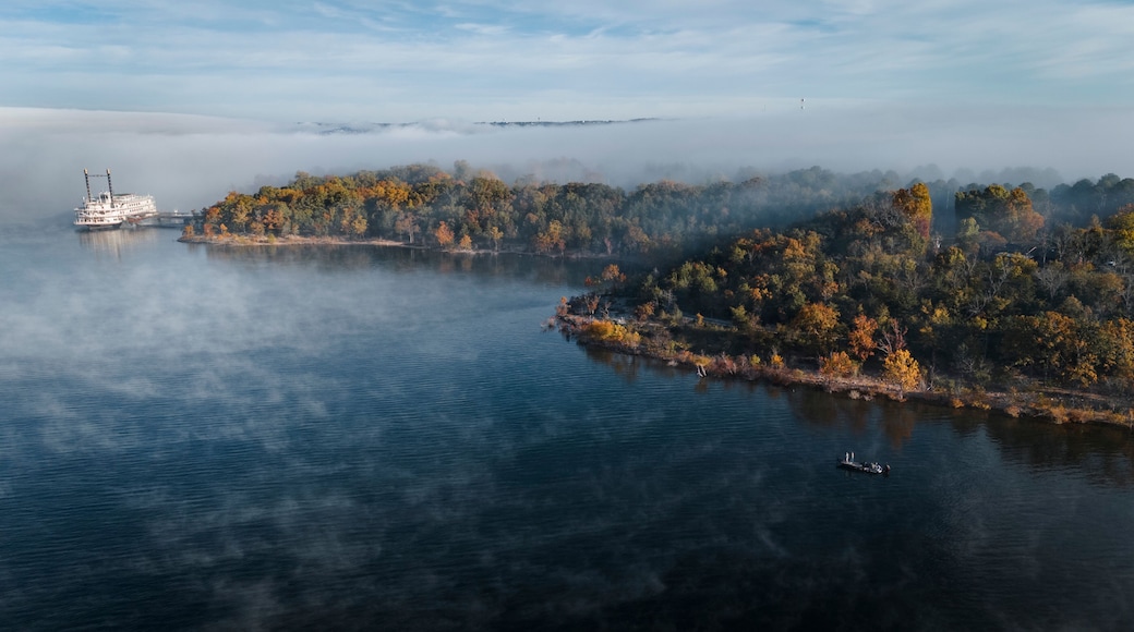 Fishermen fishing near the Branson Belle on Table Rock Lake