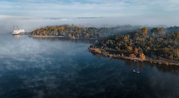 Fishermen fishing near the Branson Belle on Table Rock Lake