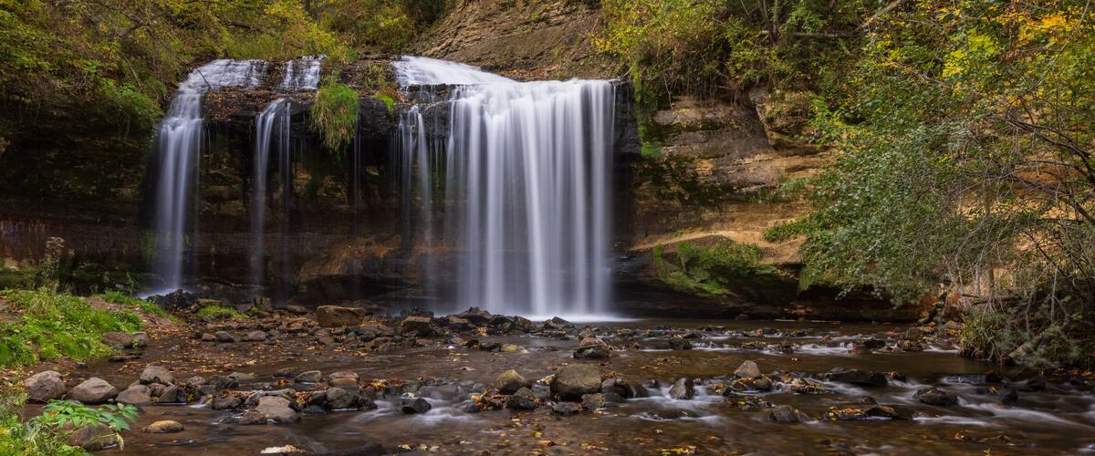 Cascade Falls Waterfall In Autumn