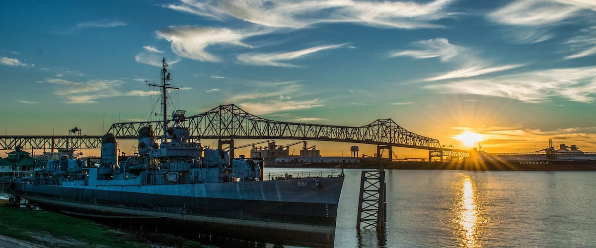 U.S.S Kidd and Mississippi River Bridge in Baton Rouge