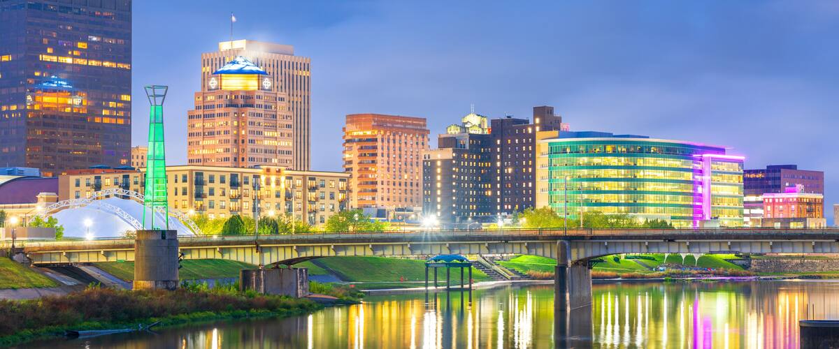 Dayton, Ohio, USA Skyline on the Great Miami River 3042