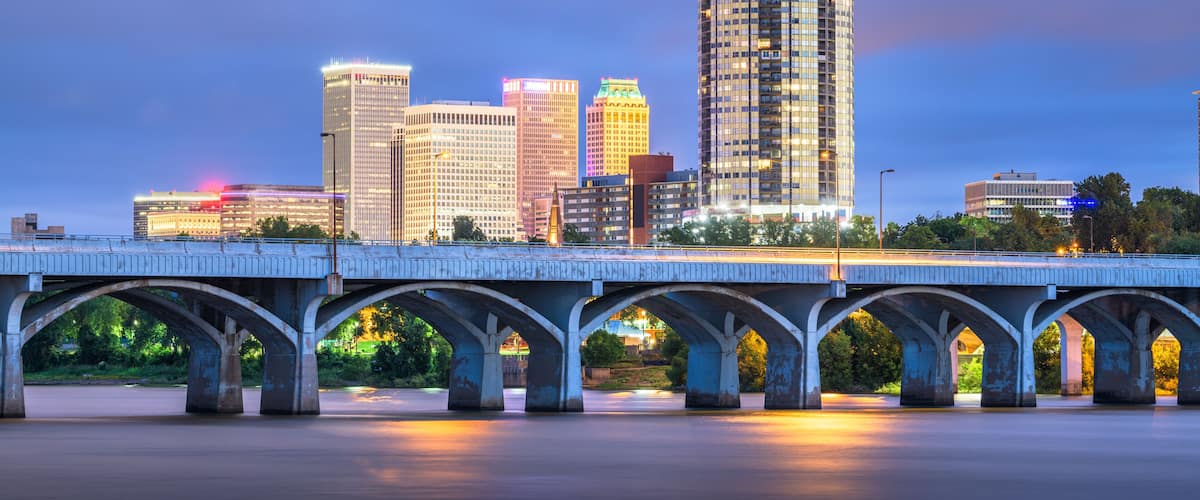 Tulsa, Oklahoma, USA downtown skyline on the Arkansas River
