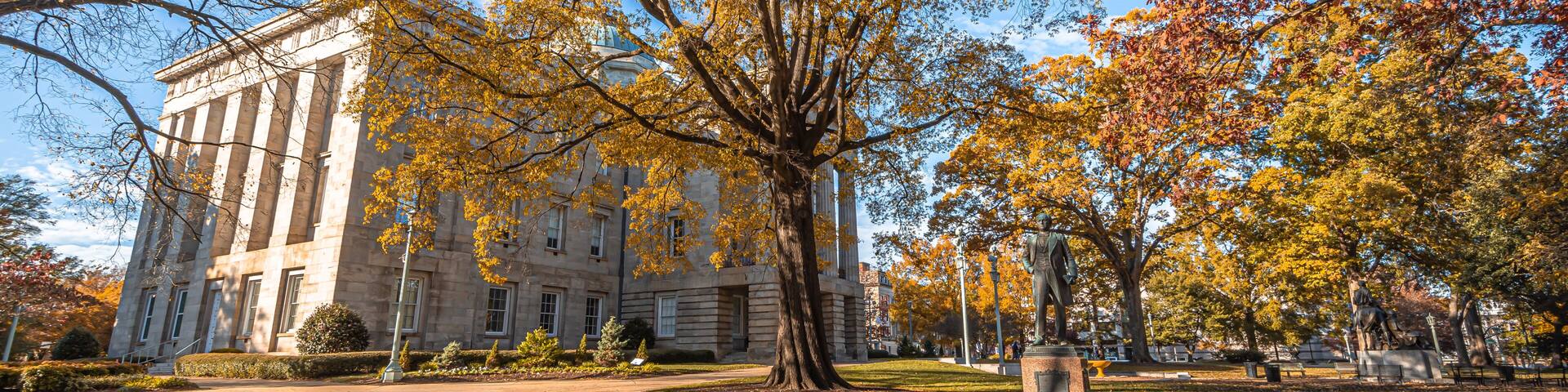 View of North Carolina State Capitol building in fall season,Raleigh,NC,USA