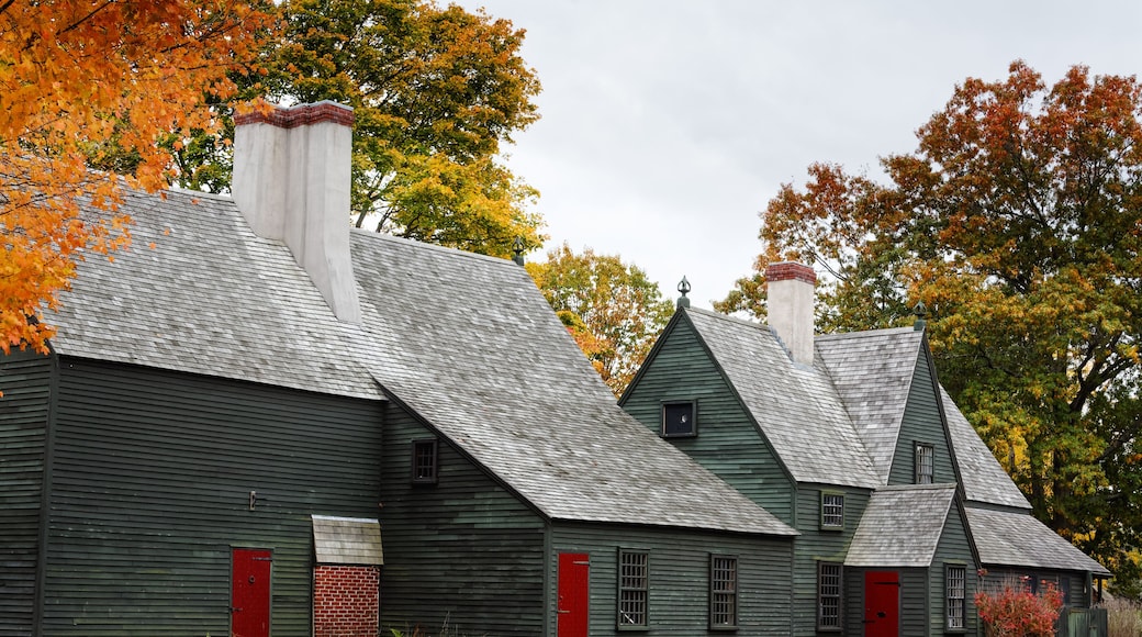 The back side of the Saugus Iron Works House in fall colors