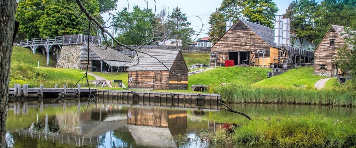 Saugus Iron Works National Historic Site, where European iron makers integrated into America, includes water wheels, hot forges, mills, and a 17th century home.