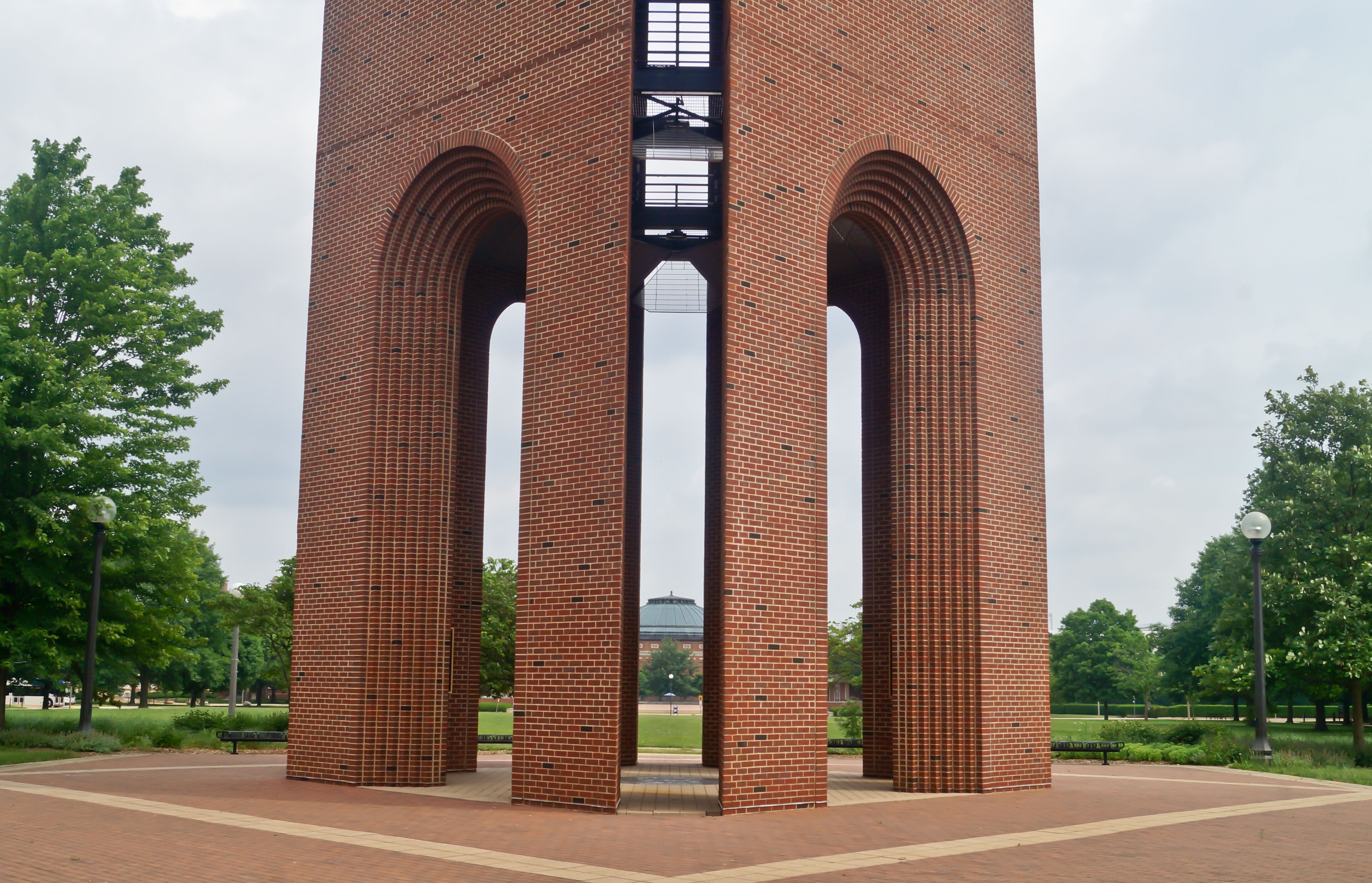 URBANA, ILLINOIS/USA - June 13, 2022: McFarland Bell Tower on the South Quad on the campus of the University of Illinois at Urbana-Champaign