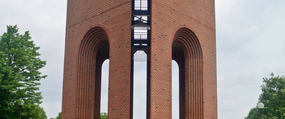 URBANA, ILLINOIS/USA - June 13, 2022: McFarland Bell Tower on the South Quad on the campus of the University of Illinois at Urbana-Champaign