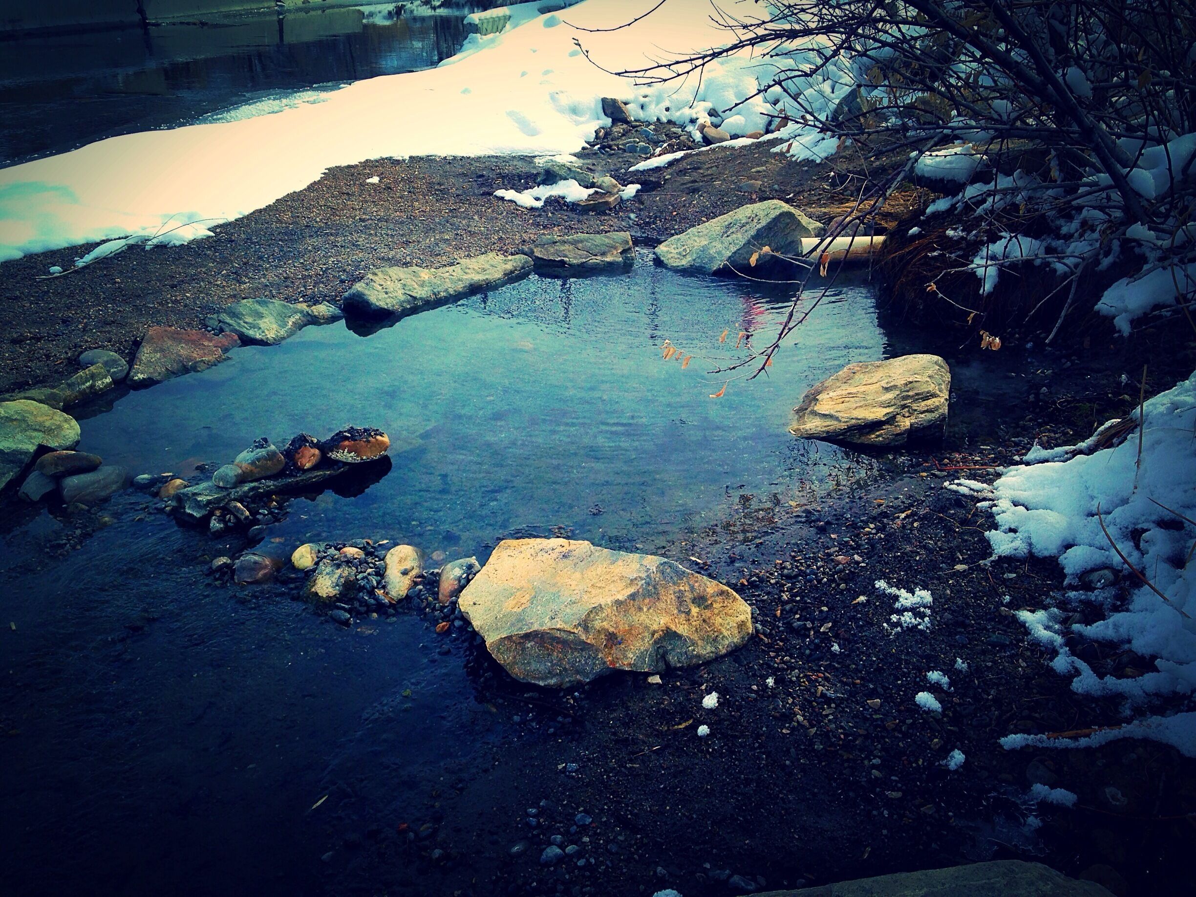Natural Hot Spring in Platte River in Saratoga, Wyoming
