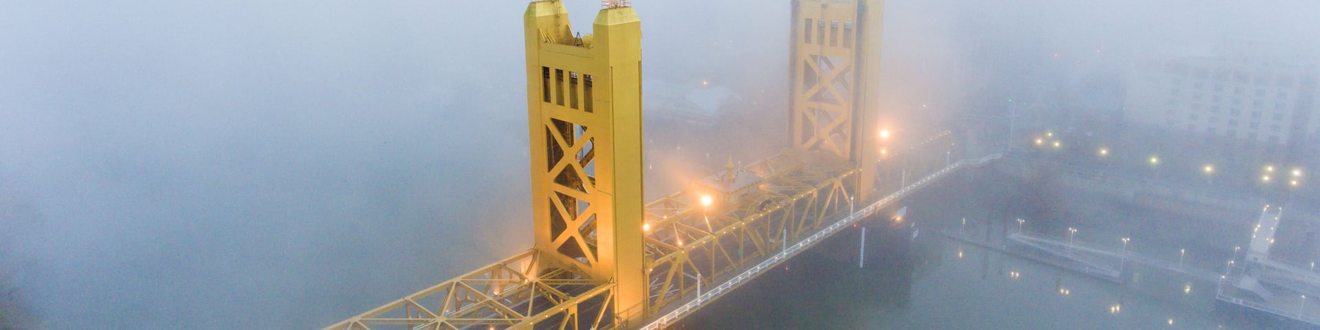 Fog over the Tower Bridge in Sacramento