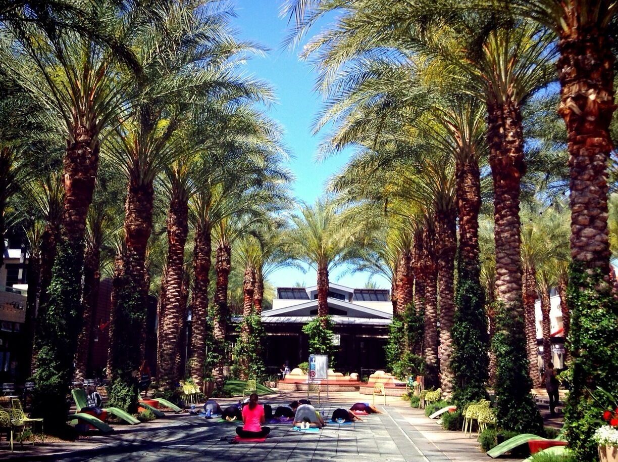 Morning yoga on Easter Day in the middle of the shopping center. It is a beautiful center, indeed. 