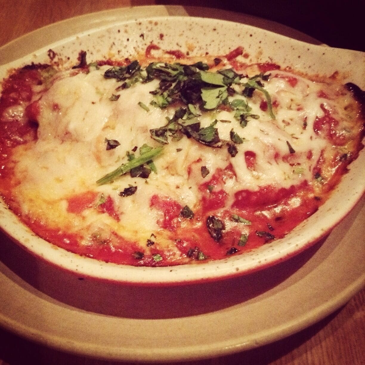Turkey lasagna with spinach pasta.