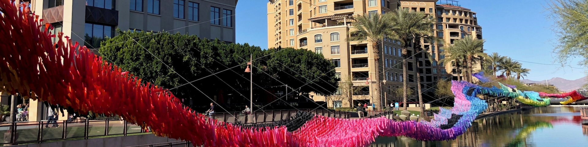 Made from over 50,000 colourful and metallic streamers attached to monofilament. Public exhibit at the waterfront in Scottsdale.
#LikeALocal