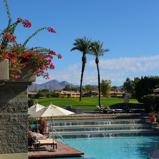 HYATT REGENCY SCOTTSDALE RESORT AND SPA AT GAINEY RANCH

This 27 acre resort setting is framed against the majestic McDowell Mountains with championship golf, Spa Avania, a 2.5 acre water playground, tennis and is near the area's best attractions, restaurants, shopping, and entertainment venues. It's a pretty nice place !