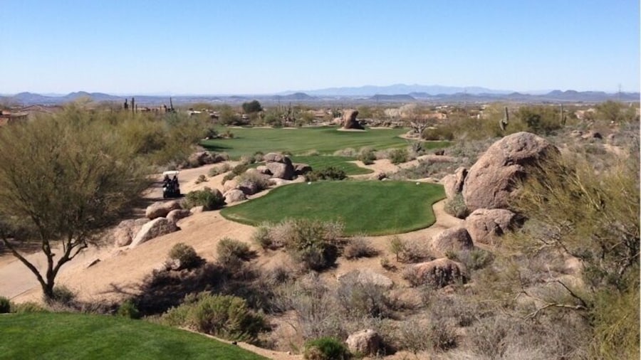 The Monument hole on the Monument course. Fun desert golf.