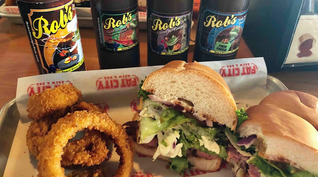 Located on Stocktons Miracle Mile this Rib Sandwich on a local bakery made bun is just about the perfect lunch. Lots of choices in locally made bbq sauce along with dozens of beers on draft!