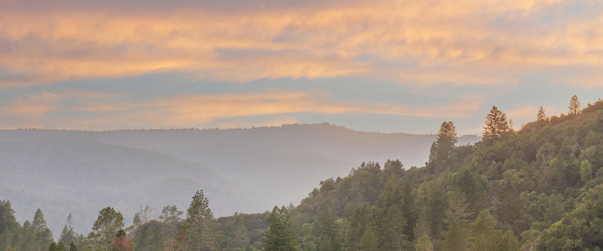 Sunset over Santa Cruz Mountains via Quail Hollow Ranch County Park.