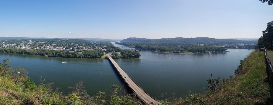 West Branch of the Susquehanna River (on the left) flowing into the Susquehanna River.
