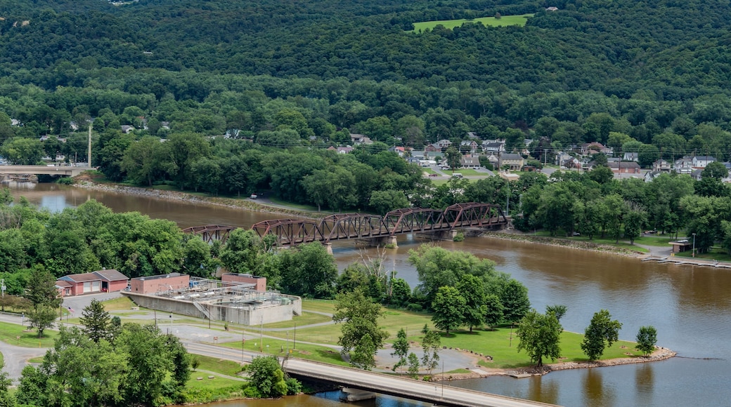 View of Railroad Bridge Crossing the Susquehanna River on a Sunny Summer Day, Shikellamy State Park Pennsylvania