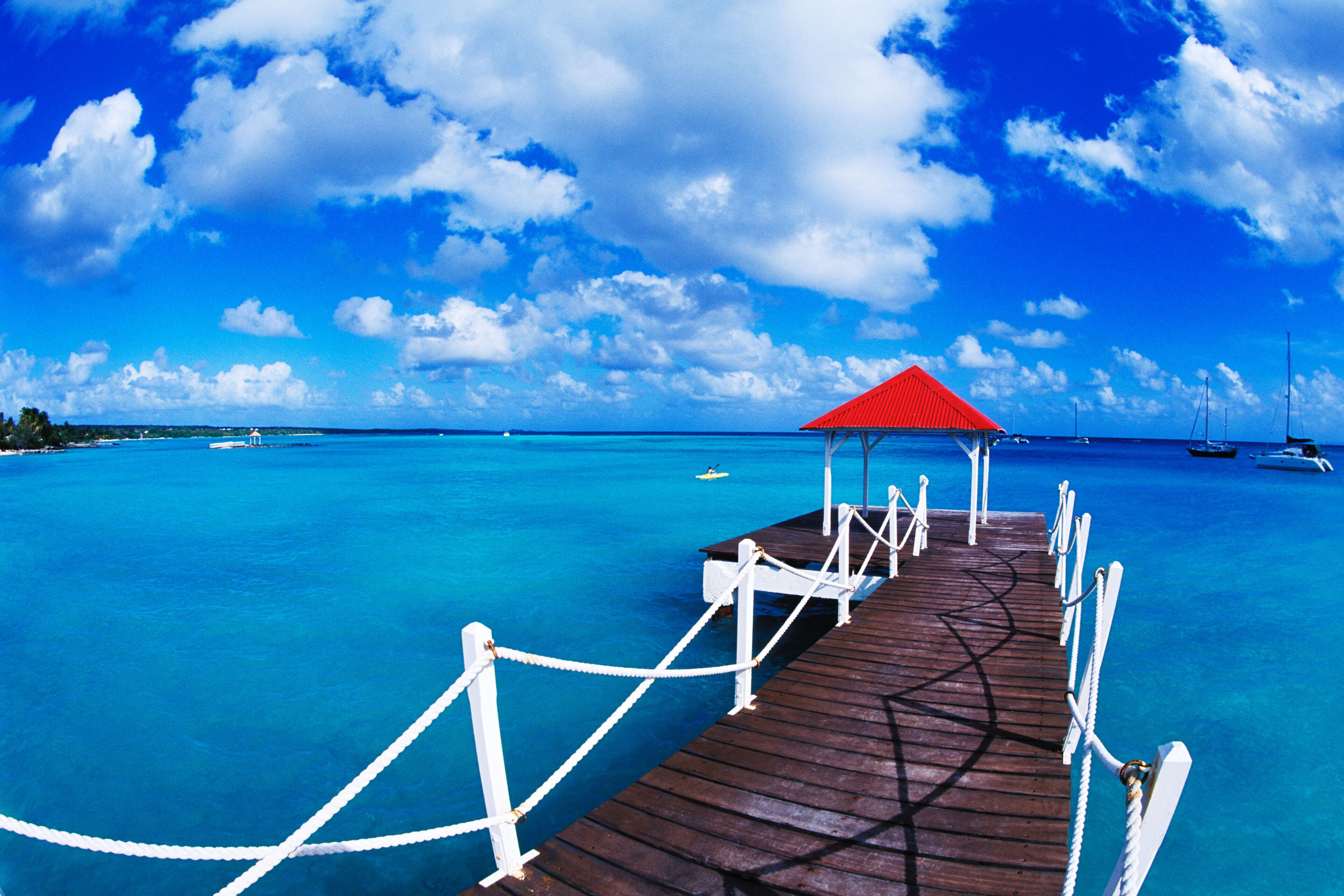 A93EBE Colorful graphic of dock in St Francois Guadeloupe
