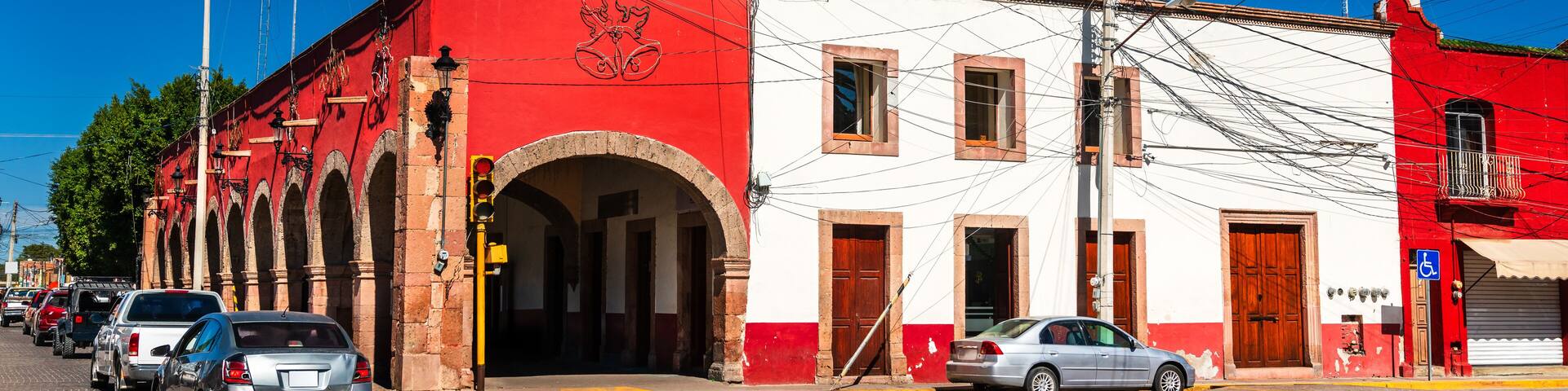 Architecture of the old town of San Felipe Torres Mochas in Guanajuato state in Mexico