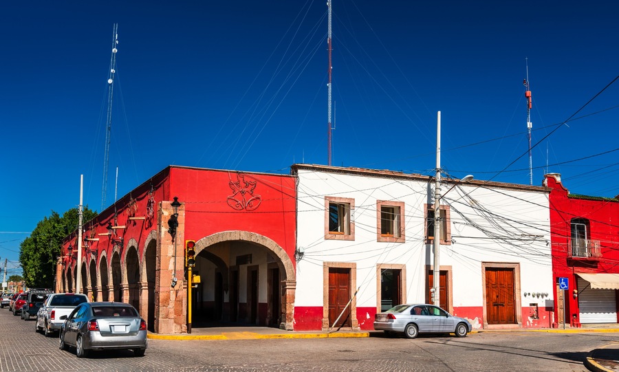 Architecture of the old town of San Felipe Torres Mochas in Guanajuato state in Mexico