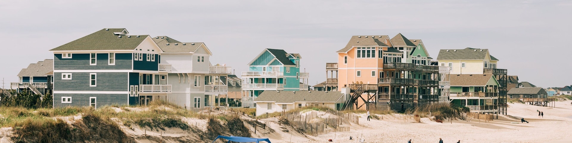 Houses on the beach, seen from the Rodanthe Pier, in the Outer Banks, North Carolina