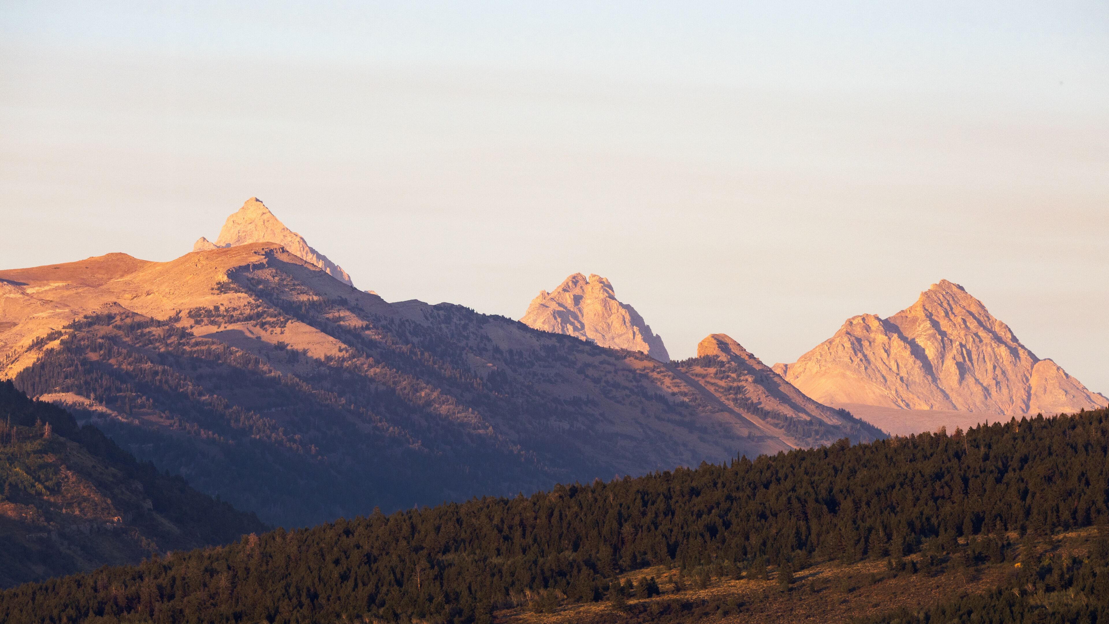 Grand Teton Peaks at Sunset from Victor, Idaho