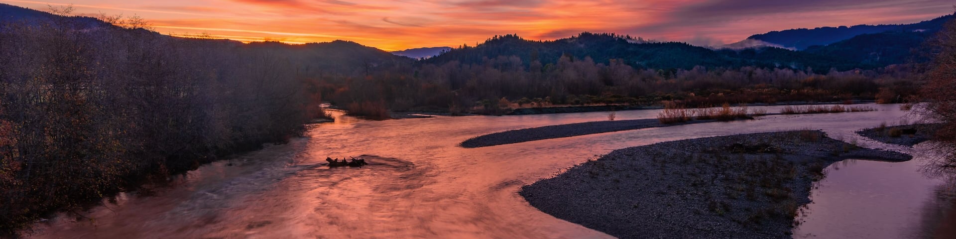 The Mad River, Humboldt County, California, at Sunrise