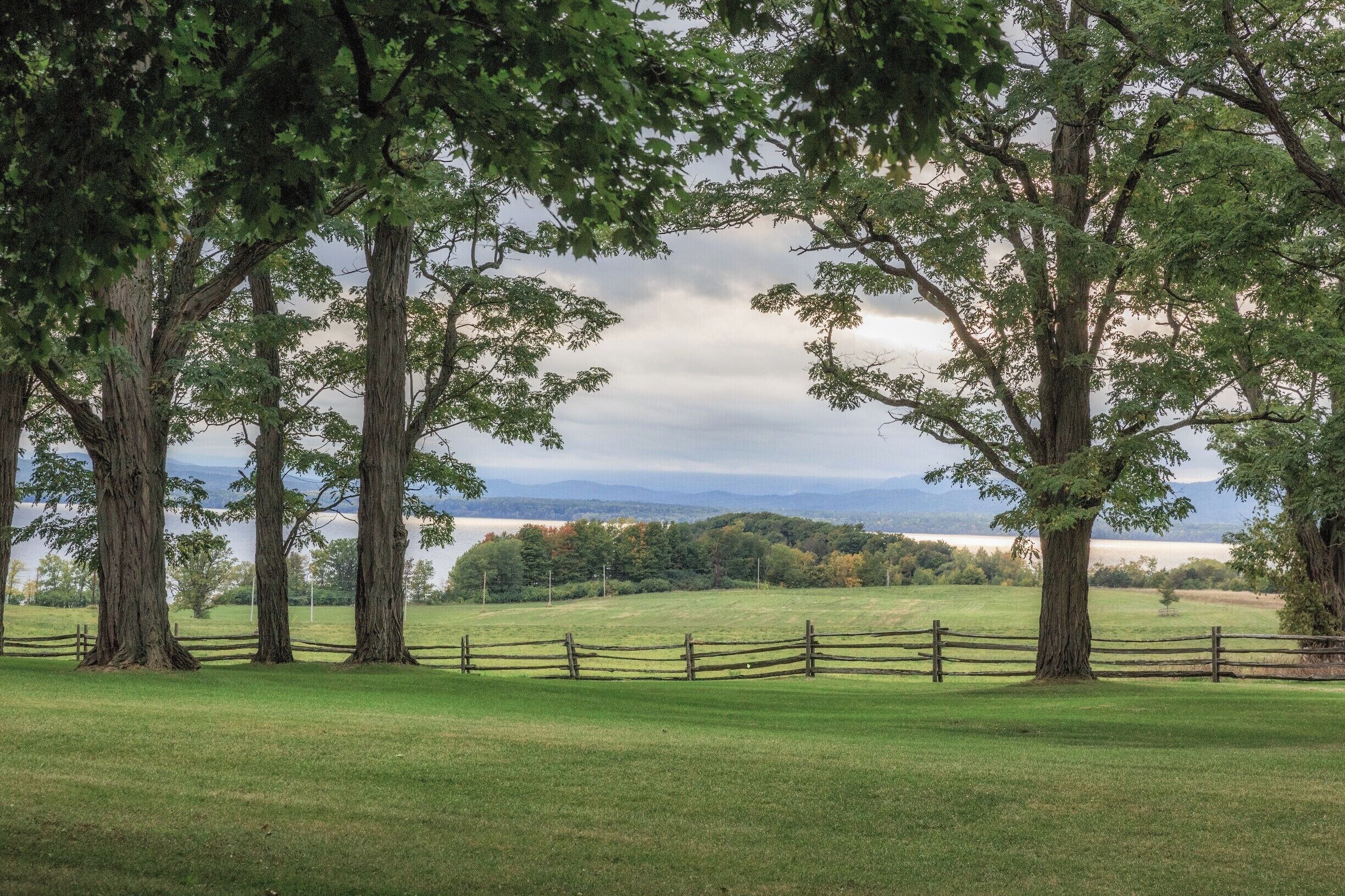 A view of Lake Champlain from a private location on Shelburne Farms. 